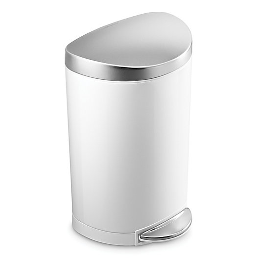 Alternate image 1 for simplehuman® Stainless Steel Semi-Round 10-Liter Step-On Trash Can in White