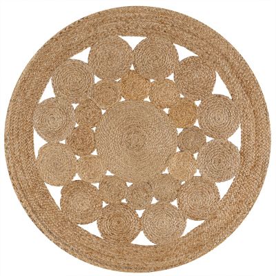 JONATHAN Y Cassia 5&#39; Round Natural Jute Boho Circle Round Area Rug in Natural