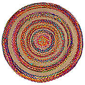 JONATHAN Y Isla Braided Rag and Jute Round Rug in Natural/Multicolor