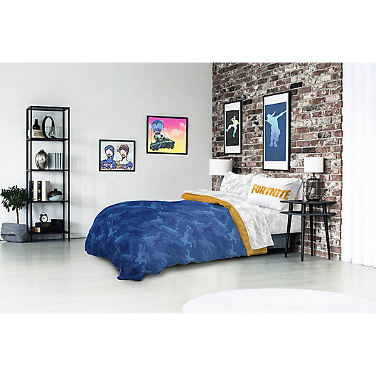 Alternate image 1 for Fortnite Llama Reversible Bed in Bag Set in Blue/Grey Camo