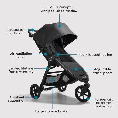 Baby Jogger&reg; City Mini&reg; GT2 All-Terrain Travel System in Opulent Black. View a larger version of this product image.