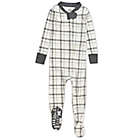 Alternate image 0 for The Honest Company&reg; Size 12M Plaid Snow Organic Cotton Snug-Fit Footed Pajama in White/Navy