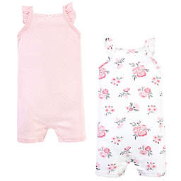 Hudson Baby® Size 9-12M 2-Pack Floral Sleeveless Rompers in Pink