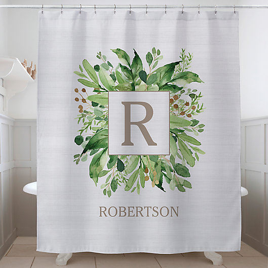 Spring Greenery Monogram Personalized, Monogram Initial Shower Curtain