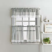 Delicate Lace 3-Piece 36-Inch Kitchen Window Curtain Tier Pair and Valance Set in Grey