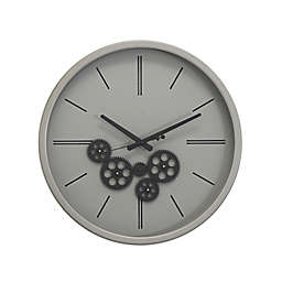 Yosemite Home Decor Modern 19.7-Inch Round Wall Clock with Open Moving Gears in Light Grey
