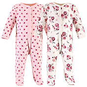 Hudson Baby&reg; Preemie 2-Pack Rose Sleep and Play Footies in Pink