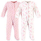 Alternate image 0 for Hudson Baby&reg; Size 6-9M 2-Pack Sparkle Unicorn Sleep and Play Footies in Pink