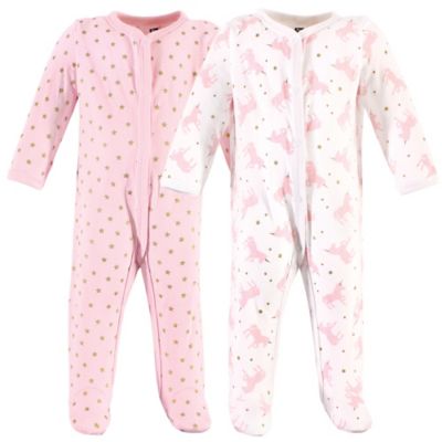 Hudson Baby&reg; 2-Pack Sparkle Unicorn Sleep and Play Footies in Pink