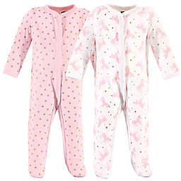 Hudson Baby® 2-Pack Sparkle Unicorn Sleep and Play Footies in Pink