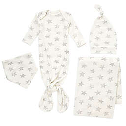 aden + anais™ Newborn 4-Piece Star Gown, Hat, Bib, and Swaddle Blanket Set in Grey