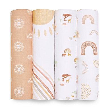 aden + anais&reg; 4-Pack Keep Rising Cotton Muslin Swaddle Blankets in Cream. View a larger version of this product image.