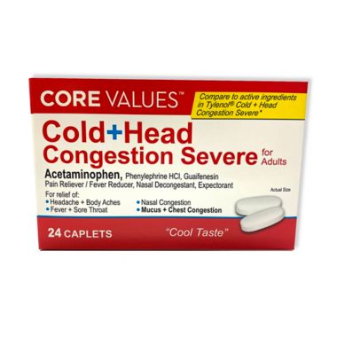Core Values&trade; 24-Count Cold &amp; Head Congestion Caplets. View a larger version of this product image.