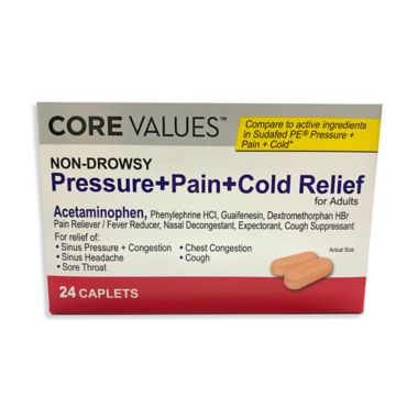 Core Values&trade; 24-Count Non-Drowsy Pressure + Pain + Cold Caplets. View a larger version of this product image.