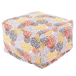 Majestic Home Goods Blooms Bean Bag Ottoman in Citrus