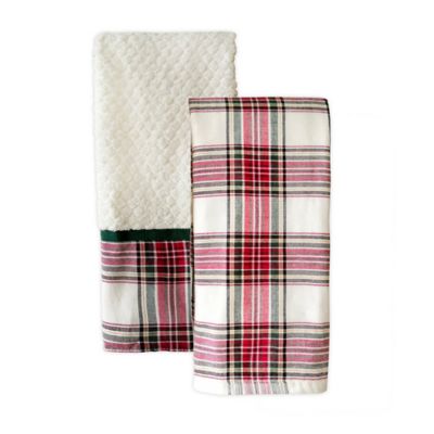 Bee & Willow&trade; Diamond Dobby Woven Plaid Hand Towels (Set of 2)
