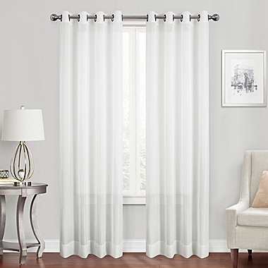 Simply Essential&trade; Voile 63-Inch Grommet Sheer Window Curtain Panel in Beige (Single). View a larger version of this product image.