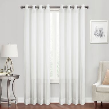 Simply Essential&trade; Voile 63-Inch Grommet Sheer Window Curtain Panel in Beige (Single). View a larger version of this product image.