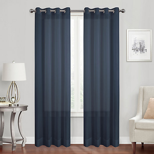 Alternate image 1 for Simply Essential™ Voile 63-Inch Grommet Sheer Window Curtain Panel in Navy (Single)