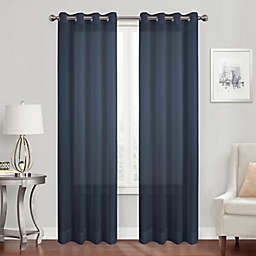 Simply Essential™ Voile 63-Inch Grommet Sheer Window Curtain Panel in Navy (Single)