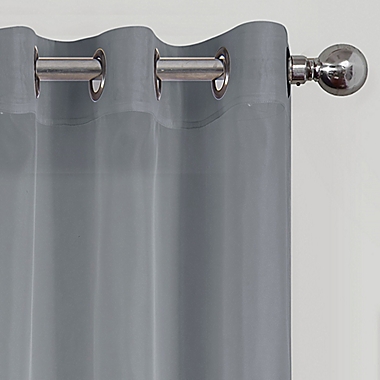 Simply Essential&trade; Voile 63-Inch Grommet Sheer Window Curtain Panel in Charcoal (Single). View a larger version of this product image.