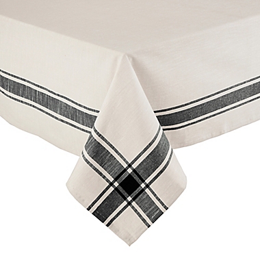 Our Table&trade; Ezra Border Stripe 60-Inch x 102-Inch Oblong Tablecloth in Black. View a larger version of this product image.