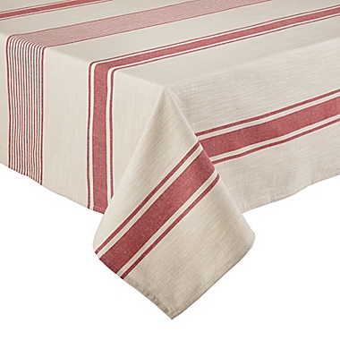 Our Table&trade; Ezra 60-Inch x 120-Inch Oblong Variegated Stripe Tablecloth in Red. View a larger version of this product image.