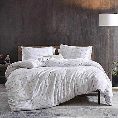 Kenneth Cole New York&reg; Holden Grid Grey Full/Queen Comforter Set in Grey. View a larger version of this product image.