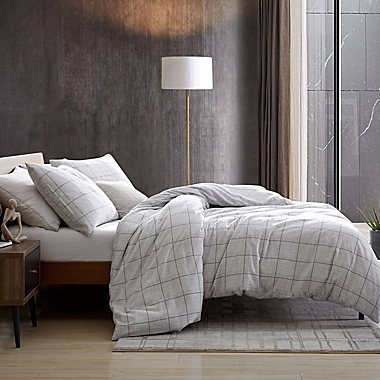 Kenneth Cole New York&reg; Holden Grid Grey Full/Queen Comforter Set in Grey. View a larger version of this product image.