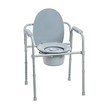 Drive Medical Steel Folding Frame Commode in Blue. View a larger version of this product image.