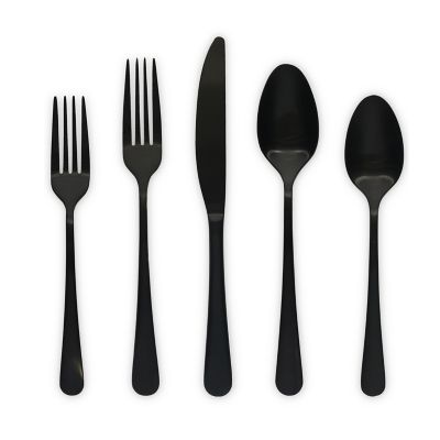 Our Table&trade; Connor Satin 20-Piece Flatware Set in Black