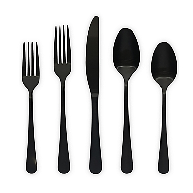 Our Table&trade; Connor Satin 20-Piece Flatware Set in Black. View a larger version of this product image.