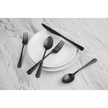 Our Table&trade; Connor Satin 20-Piece Flatware Set in Black. View a larger version of this product image.