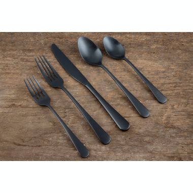 Our Table&trade; Connor Satin 20-Piece Flatware Set in Black. View a larger version of this product image.