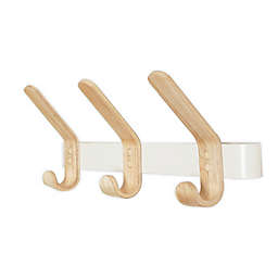 Squared Away® Wall Mounted Ash Wood 3-Hook Rack in Coconut Milk