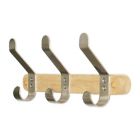 Alternate image 0 for Squared Away&trade; Wall Mounted 3-Hook Wood and Metal Rack in Brushed Nickel