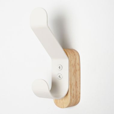Squared Away&trade; Wall Mounted Wood and Metal Coat Hook in Coconut Milk. View a larger version of this product image.