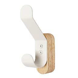 Squared Away™ Wall Mounted Wood and Metal Coat Hook in Coconut Milk