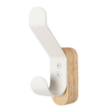 Squared Away&trade; Wall Mounted Wood and Metal Coat Hook in Coconut Milk. View a larger version of this product image.