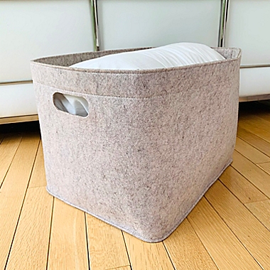 Squared Away&trade; Large Felt Bin in Egret. View a larger version of this product image.
