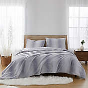 Striped Faux Fur 2-Piece Twin Comforter Set in Grey
