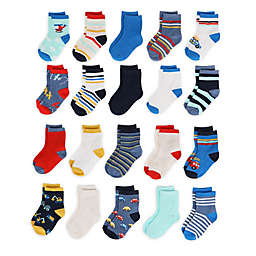 Capelli New York Size 12-24M 20-Pack Transportation Socks in Blue/Multi