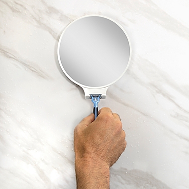 Simply Essential&trade; Round Fog Free Shaving Mirror in Bright White. View a larger version of this product image.