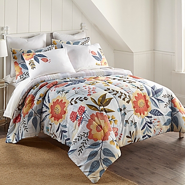 Donna Sharp Coral Crush 3-Piece King Comforter Set in White. View a larger version of this product image.