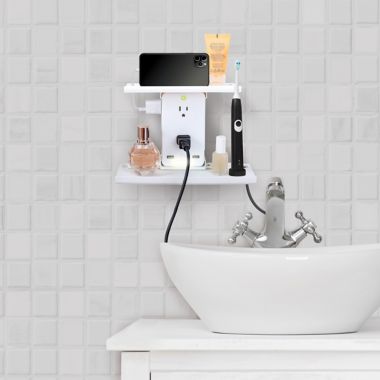 Sharper Image&reg; Socket Shelf&trade; Ultra Surge Protector in White. View a larger version of this product image.