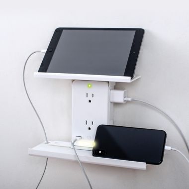 Sharper Image&reg; Socket Shelf&trade; Ultra Surge Protector in White. View a larger version of this product image.