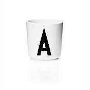 Melamine Monogram Letter Personal Kids Cup in White/Black