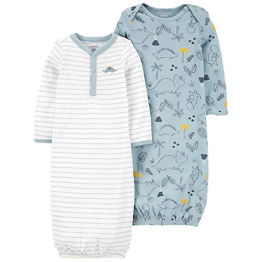 Alternate image 1 for carter's® 2-Pack Dino/Striped Sleeper Gowns