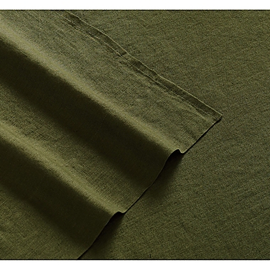 Brooklyn Loom  Linen Queen Olive Green 4 Piece Sheet Set. View a larger version of this product image.