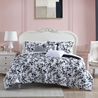 Betsy Johnson&reg; Pretty Floral Black 6-Piece Comforter Bonus Set in Black